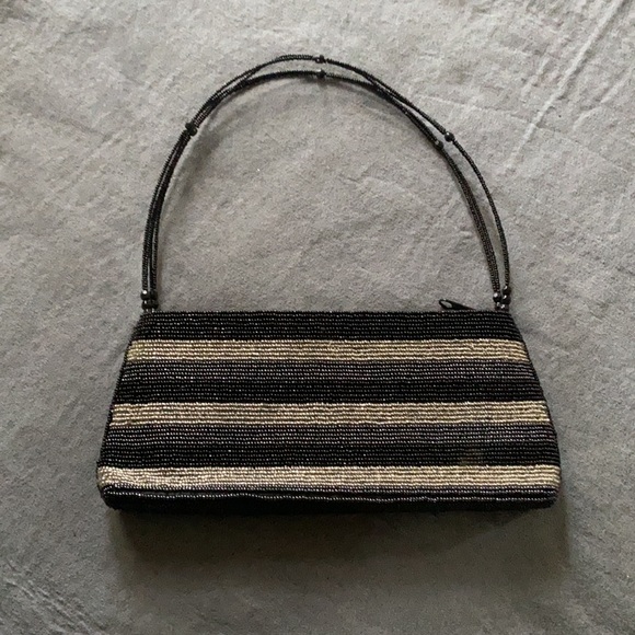 Evening bag ,Black and Silver beads. - Picture 2 of 7